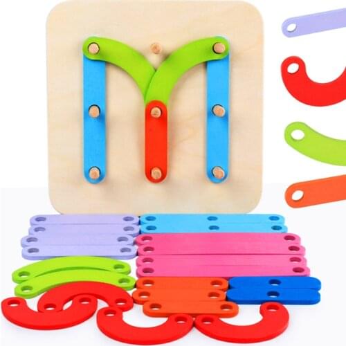 Geometric Shape Column Set Digital/Letter/Animal Puzzle Toys Wooden Baby Imagination Educational Toys