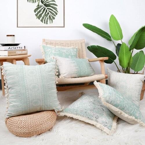 Tufted Printed Tufted Pillowcase Sofa Simple Lace Cotton Woven Tufted Tufted Sofa Pillowcase Throw Pillows