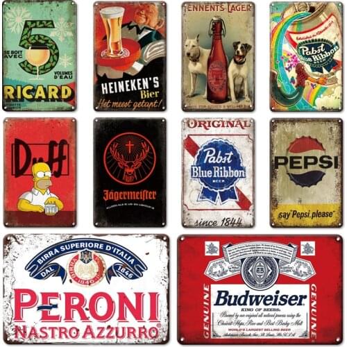 Whiskey Wall Stickers Tin Sign Vintage Irish Pub Metal Plate Kitchen Home Decor Plaque Retro Peroni BEER Poster