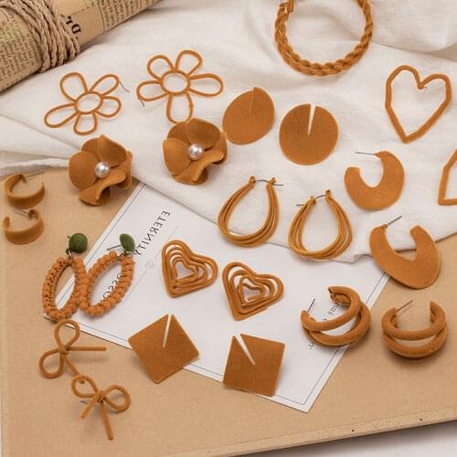 New Korea Tiny Earrings Korea Star Style Suede Fashion Earrings Jewelry Many Styles Pendant Party Earrings for Women Wholesale