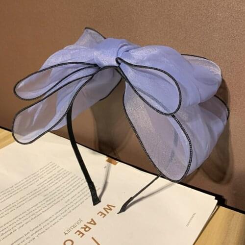 New Spring Womens Vintage Solid Headbands Double Layer Gauze Butterfly Headwear Female Hand Made Hair Accessories