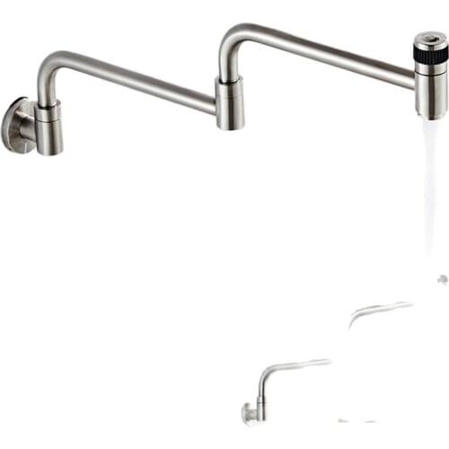 Single Cold Stainless Steel Kitchen Faucet Folding Mixer 360 Degree Single Handle Chrome/Black Plated Kitchen Sink Taps