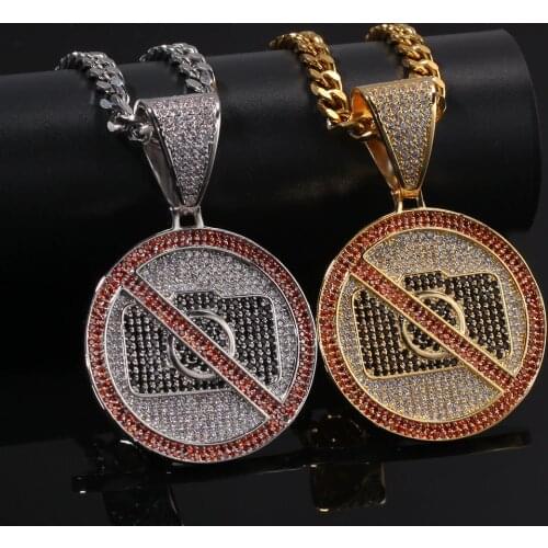 Punk Design Fashion Cubic Zircon Iced Out Chain Gold Pendant Necklace Hip Hop Jewelry Face Necklaces for Man Women Gifts