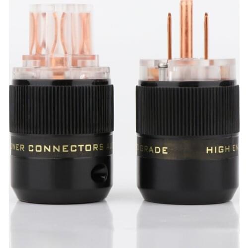 Pair hi-end US AC pure Copper Power Plug Male & IEC Female Connector hifi Audio US mains power adapter connector