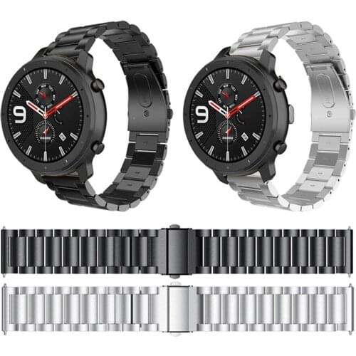 22MM Stainless Straps For Xiaomi Huami Amazfit GTR 2E/GTR 47MM Smart Watch Band Bracelet For Amazfit Stratos 3/2/2S/Pace Correa