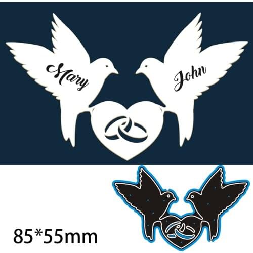 Cutting Metal Dies Couple Doves in Love New Stencils DIY Scrapbooking Paper Cards Craft Making Decoration 85*55mm