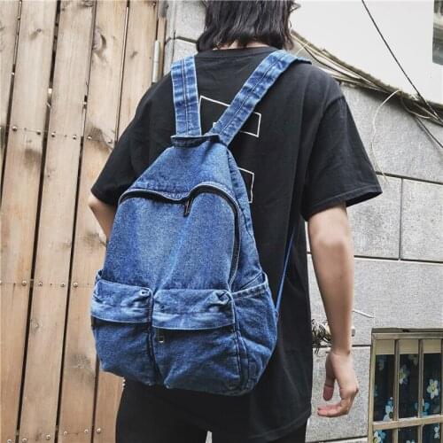 Female New Denim Backpack Fashion Women Backpack Students Large Capacity Shoulder Bags Boys Girls School Bag Student Backpack
