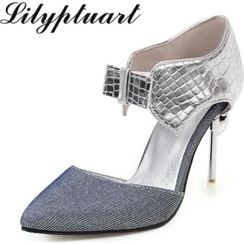 2020 spring fine-heeled high-heeled pointed color-matching sandals women oversized 40-48 sandals Tenis shoes women bow doodle