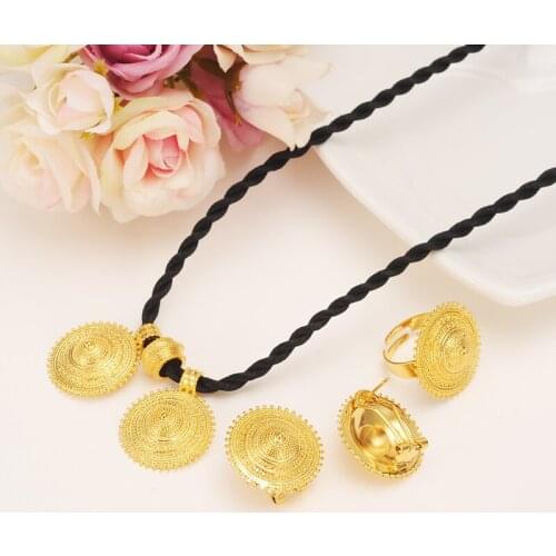 Silver Ethiopian set Jewelry Pendant Rope Earring Ring Gold jewelry set Eritrea Africa Wedding Engagement sets Habesha gift
