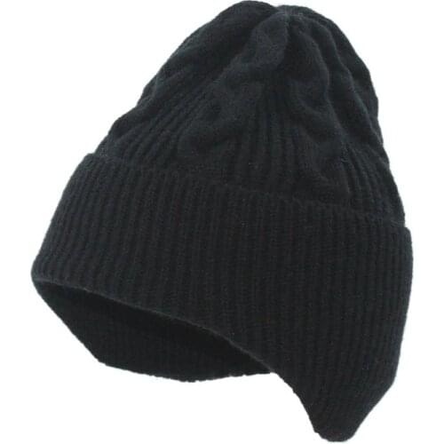 Hat women autumn and winter wild thick pure color wool cap ins European and American fashion ear protection knitted cap twist wo
