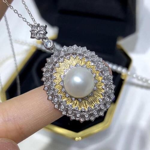 Gorgeous 925 Sterling Silver Pendant Base Mountings Findings Womens Parts for Oyster Edison Pearl Coral Jade Beads Stones