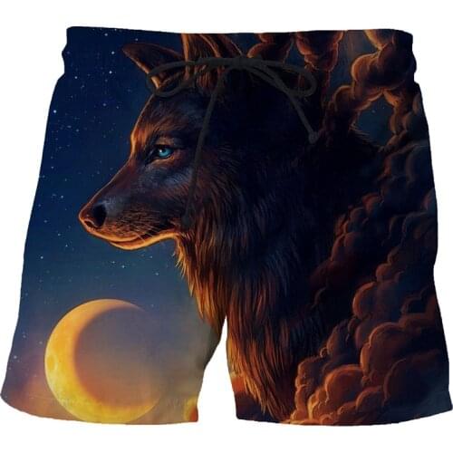 Shorts 2021 high quality polyester fabric men and women cool wolf 3D printed shorts loose cartoon casual beach summer shorts