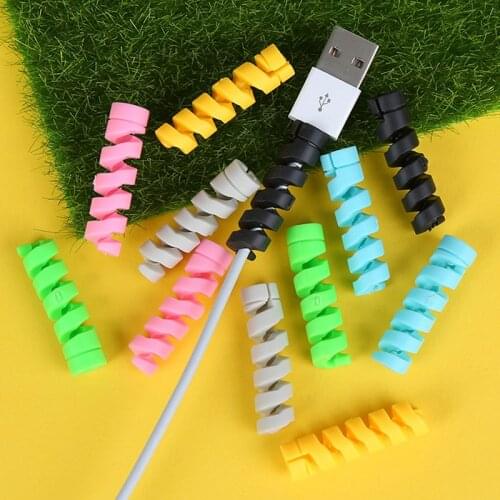 6pcs Free Shipping Cable Protector Silicone Bobbin Winder Wire Cord Organizer Cover for Apple iphone USB Charger Cable Cord