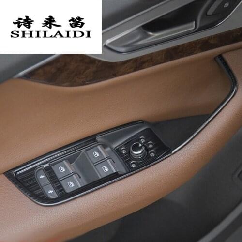 Car styling door armrest panel covers trim window glass lift buttons frame stickers For Audi q7 2016-2018 auto Accessories LHD