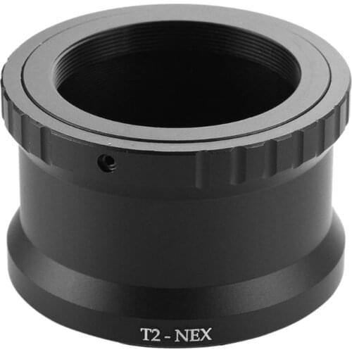 Aluminum Alloy T2-NEX Telephoto Mirror Lens Adapter Ring for Sony NEX E-Mount Cameras to Attach T2/T Mount Lens