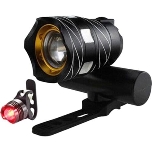 T6 Led Bicycle Light Bike Front Lamp and Outdoor Lighting Torch Flashlight Taillight Set Usb Rechargeable for Bicycles