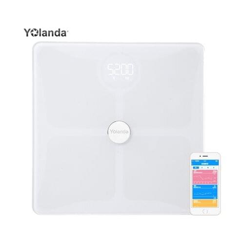 Body index 14 Yolanda Smart Body Fat Scales Household Premium Body Composition Monitor Hidden LED Display Support Bluetooth APP
