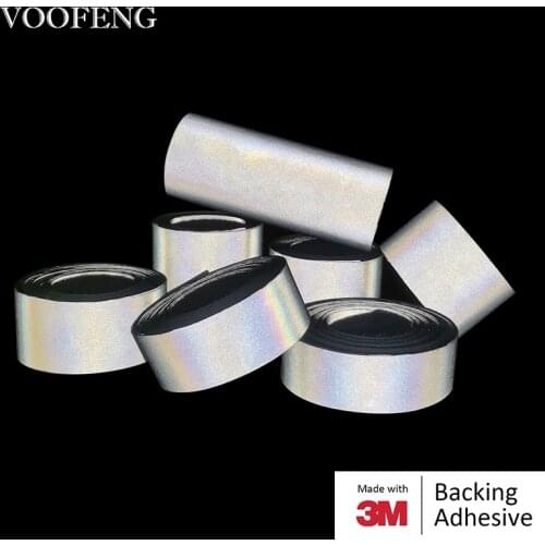 VOOFENG High Visibility Self-Adhesive Reflective Fabric Sticker for Clothes Bag Grey Tape Sticker Multiple Size Purpose