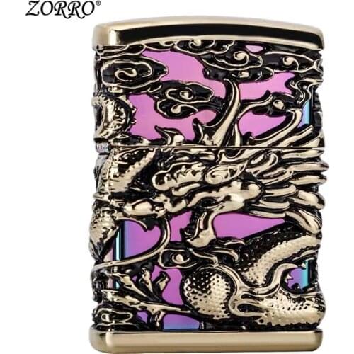 High-Quality New Zorro Pure Copper Five-Sided Windproof Grinding Wheel Kerosene Lighter Mens Business Lighter Tool