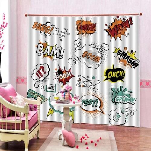 Explosion pattern Curtain Personalized Creative Warning Letter Label Drapes For Living room bedroom Blackout Home Decor Sets