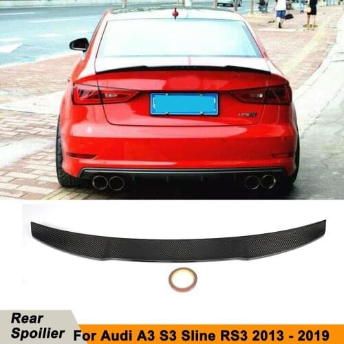 Carbon Fiber RS3 Rear Roof Trunk Spoiler Lip For Audi For A3 & S3 Sedan Car Tail Boot Wing 2013-2019