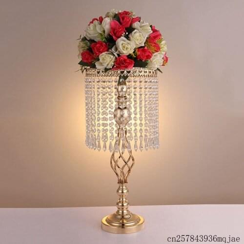10pcs Rhinestone Candelabra Crystal Candlestick Candle Holder Table Centerpiece Vase Stand Home Wedding Decoration Gold Color