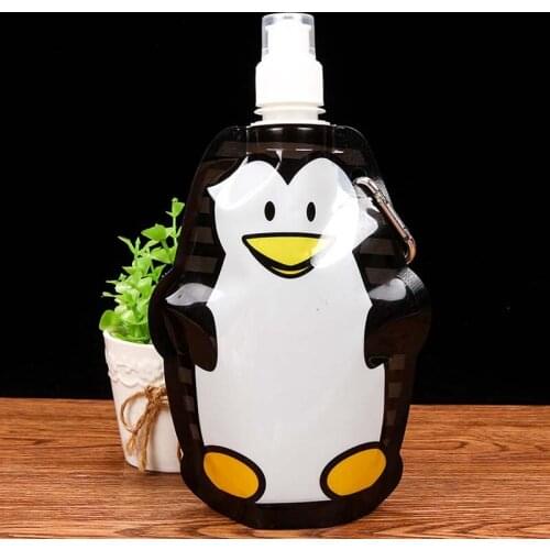 2Pcs 360ml Eco Friendly Foldable Cartoon Animal Water Bag Drink Bottle Safe For Kids Children Gift