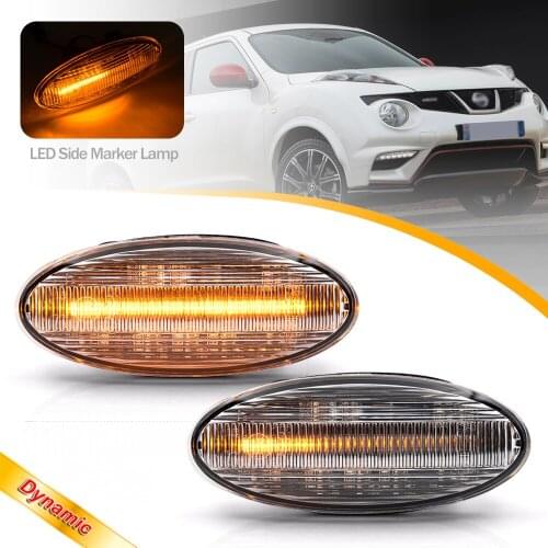 2X Dynamic Side Marker Turn Signal Lights Sequential Blinker Lamps For Nissan Juke Nismo X-Trail T31 Qashqai Qashqai+2 Smart