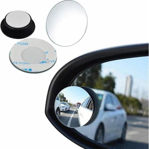 2pcs 360 Degree Rotable Rimless Universal Car Rearview Convex Mirror For Parking Safety Wide Angle Round Blind Spot Mirror
