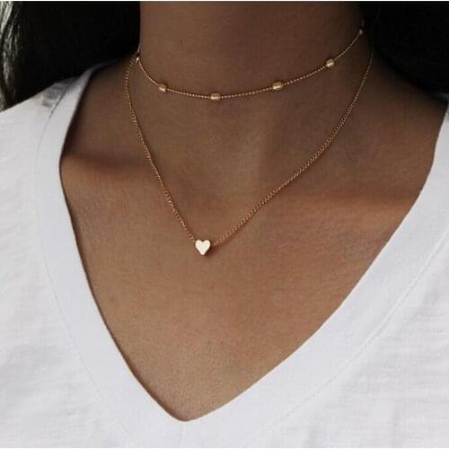 2021 New Fashion Women Peach Heart Multilayer Clavicle Necklace
