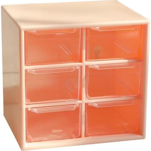 6 Grid Transparent Desk Organizer Holder Drawer Desktop Storage Box Free Sticker School Office Stationery