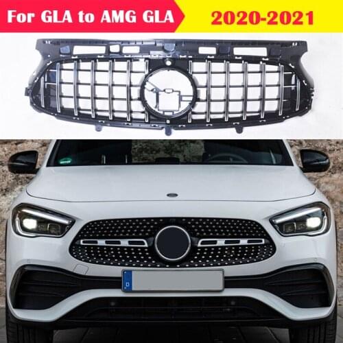 For Mercedes-Benz GLA W247 2020-2021 GLA220 GLA250 to AMG GLA35 GLA45 Car Styling Grill Diamond GT Vertical Bar Middle Grille