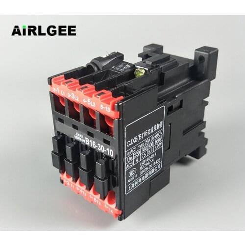 B16-30-10 220V 50/60Hz Coil 28A(AC-1) Ie 3 Pole 3NO 660V Ui 35mm Mounting Rail CJX8 AC Contactor