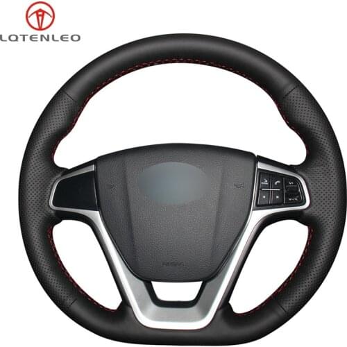 LQTENLEO Black Genuine Leather DIY Car Steering Wheel Cover For Geely Emgrand X7 Sport 2016-2019 Emgrand GL 2017-2019 Emgrand GT