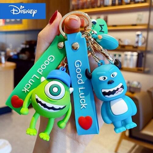 Disney Monsters Inc University Mike Wazowski KeyChain Cute Cartoon Stitch Action Figure Big Eyes Monster Keyring Toys Dolls Gift