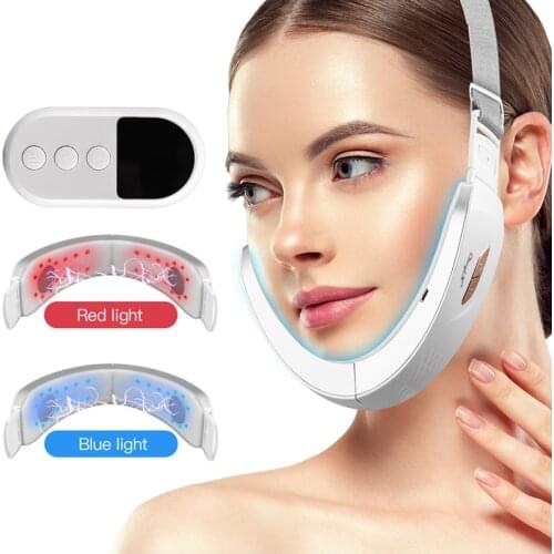 EMS Chin V-Line Up Lifting Belt Electric Face Slimming Massager LED Photon Double Chin Remover Micro Current Skin Firming Beauty