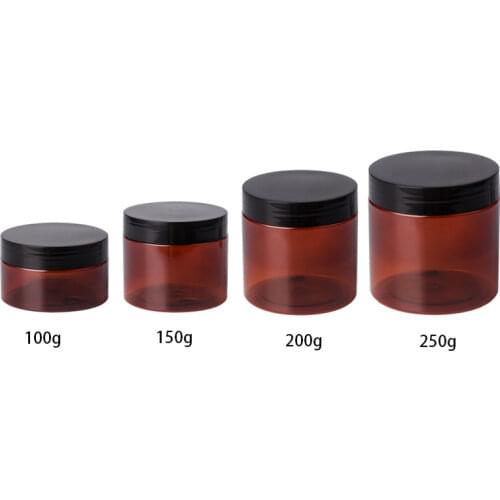 120g Brown PET Jar Black Lid , 120ml Empty Powder Plastic Container Screw Lid , Cosmetic Cream Pot Bottles