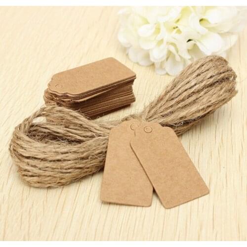 100X Brown Kraft Paper Tags Lace Scallop Head Label Luggage Wedding Note +String DIY Food Label Wedding Gift Decorating Tag