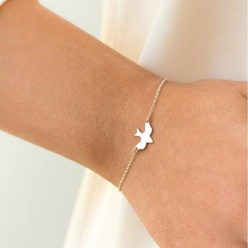Tiny Peace Dove Bracelet Gold Soar Flying Birds Bracelet Little Cute Swallow Baby Bird Bracelets Bangle Women Jewelry