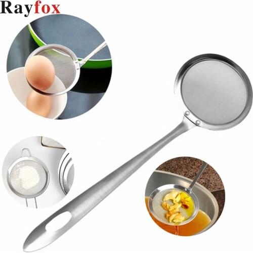 Kitchen Accessorie Silver Color Stainless Steel Fine Mesh Wire Oil Skimmer Strainer Flour Colander Baking Kitchen Cooking Spoon