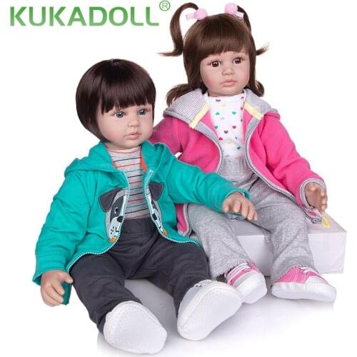 KUKADOLL 24 Inch New Design Reborn Baby Doll Cloth Body Bebes Reborn Menina Soft Silicone Lovely Princess Doll Kids Xmas Present