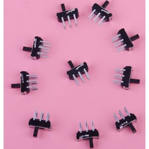 LETAOSK 10pcs 1P2T 6 Pin Black Toggle Vertical DIP Slide Switch MSS-22D18 Fit for PCB Mount for Electric Toy Sound Equipment Fax