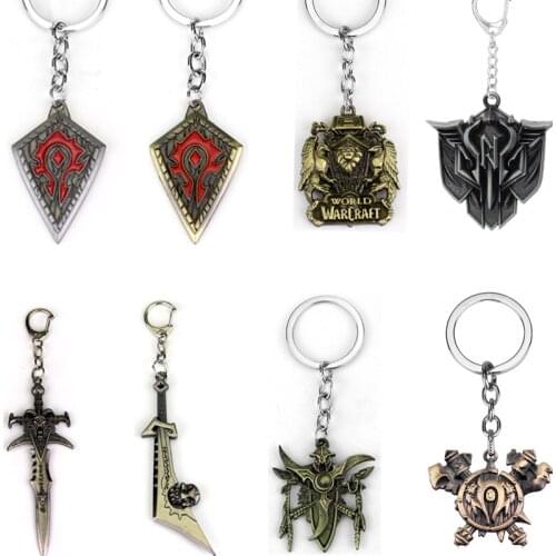 Hot Game Series WOW Hearthstone Heroes Metal Keychains World of Warcraft Fine keyring High Quality Zinc Alloy Men Chaveiro