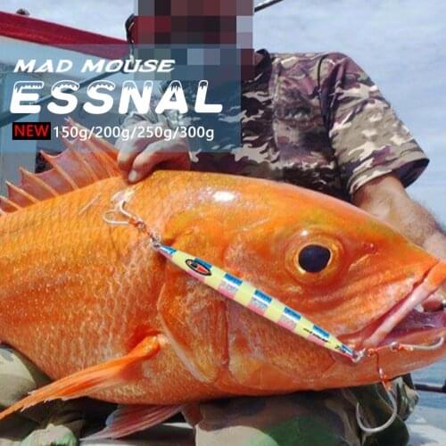 MADMOUSE ESSNAL Luminous Fishing Lure 150g 200g 250g 300g Slow Sinking Metal Jig Bait Jigging Lure Boat Saltwater Fishing Lures