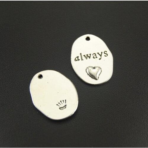 20 pcs Silver Color Always Tag Charms Always with Heart Charm Metal DIY jewelry making A623