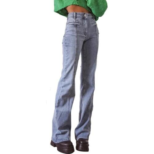 Fashion Women Jeans Casual Mid-waisted Five-pointed Star Vintage Contrast Color Cargo Pants Womens Clothing брюки женские 2021