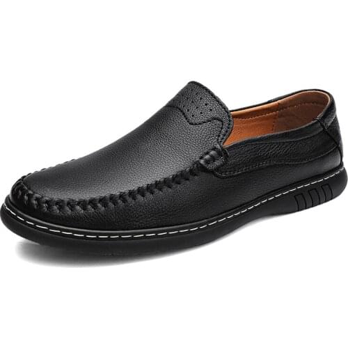 Autumn New First Layer Cowhide Men Casual Leather Shoes Business Casual Shoes Zapatos De Hombres Breathable Loafers Shoes