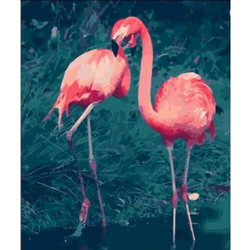 Gatyztory 60×75cm Frame Flamingo DIY Painting By Numbers Animal Canvas Drawing Handpainted Kits Unique Gift Wall Decor Acrylic P