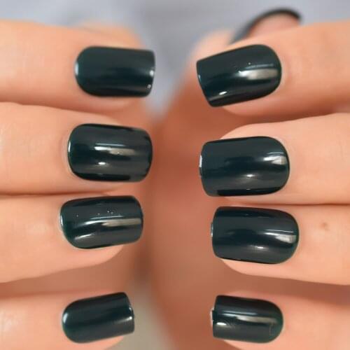Black Squoval Fake Acrylic Nail Tips Meidum Full Cover NailS Press on nails For Daily Wearing