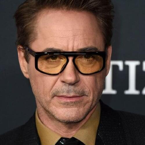 Iron Man Robert Downey.Jr Sunglasses Oversized Sunglasses for Men Yellow Sunglasses Mens Blue Lens UV Protection Driving Shades
